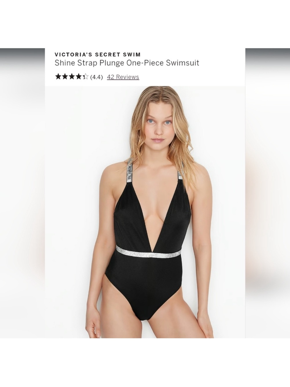 Victoria's Secret Black One-Piece Swimsuit with Silver Accents